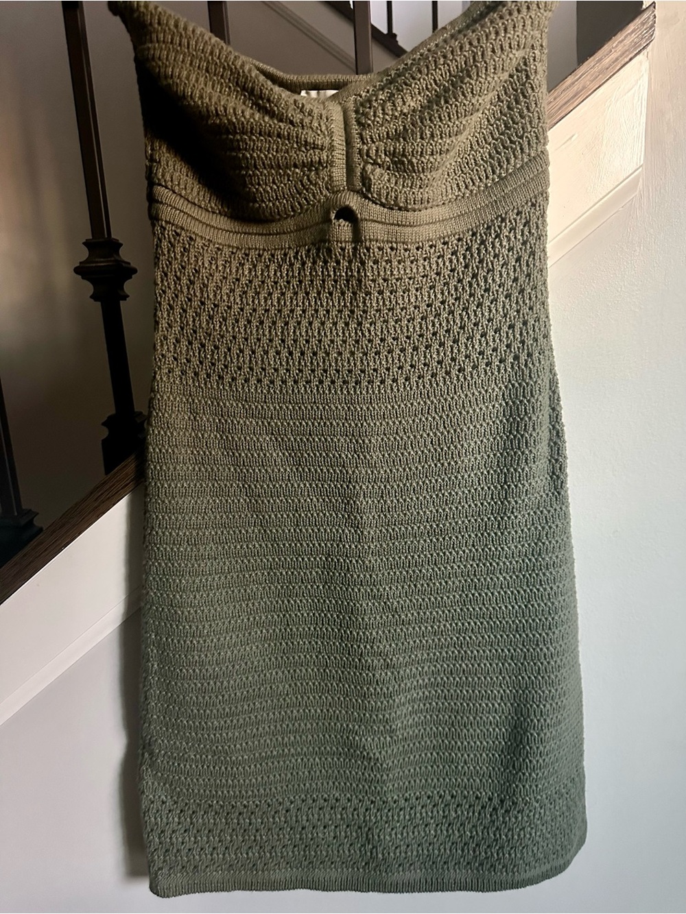 Pink Rose Olive Strapless Knit Midi Dress